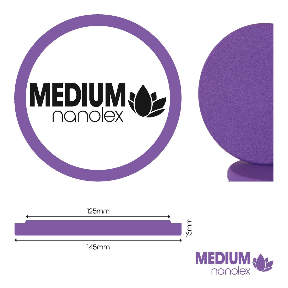 Nanolex Polishing Pad 145x13x125, Medium, Purple x3