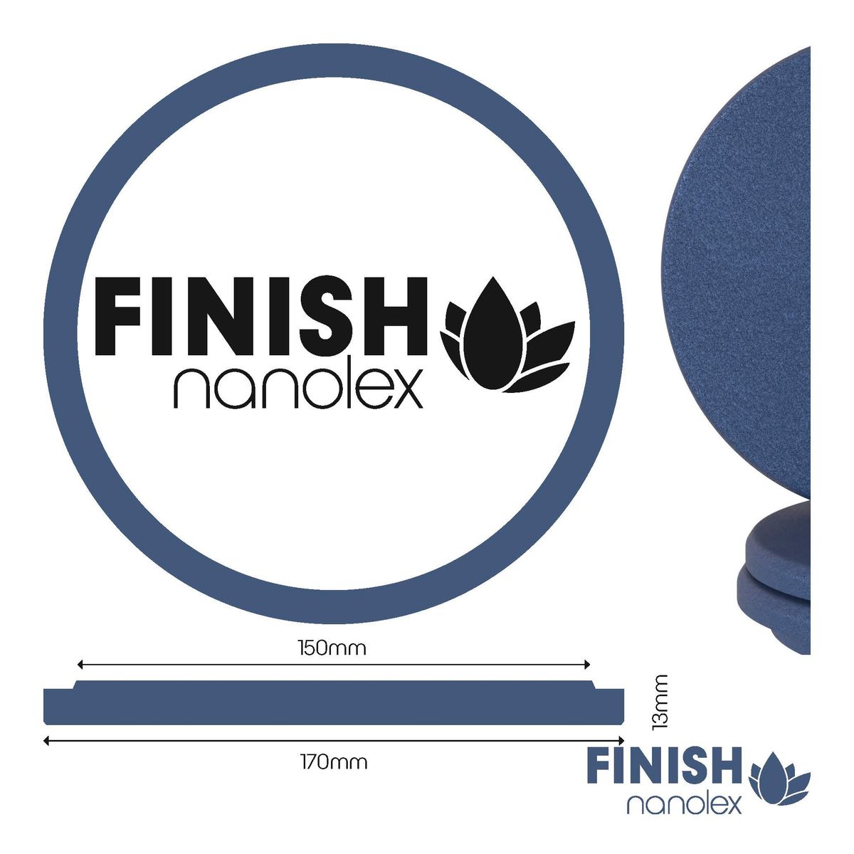 Nanolex Polishing Pad 170x13x150, Soft, Dark Blue x3
