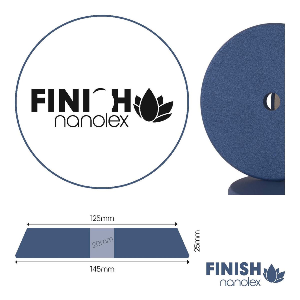 Nanolex Polishing Pad DA 145x25x125, Soft, Dark Blue x1